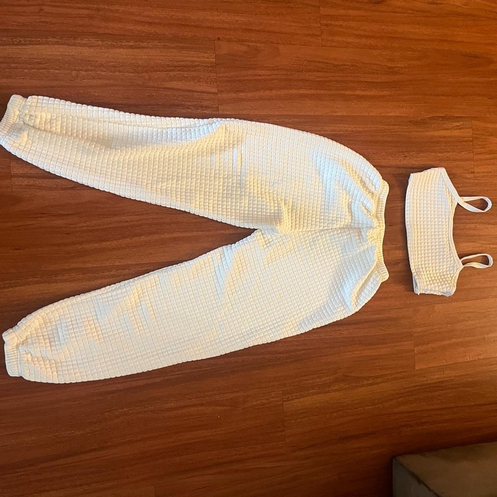 White Textured Two-Piece Set